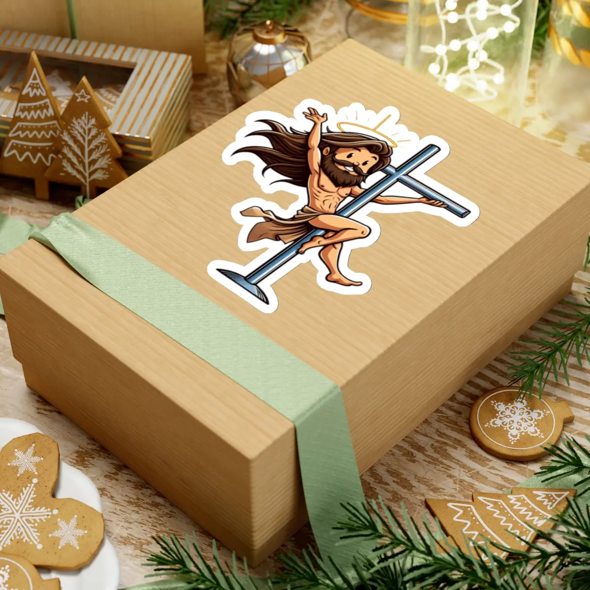 Pole Dancing Jesus Sticker, Funny Jesus Sticker For Water Bottles, Laptops, Gifts, Jesus Sticker, Pole Dance Sticker