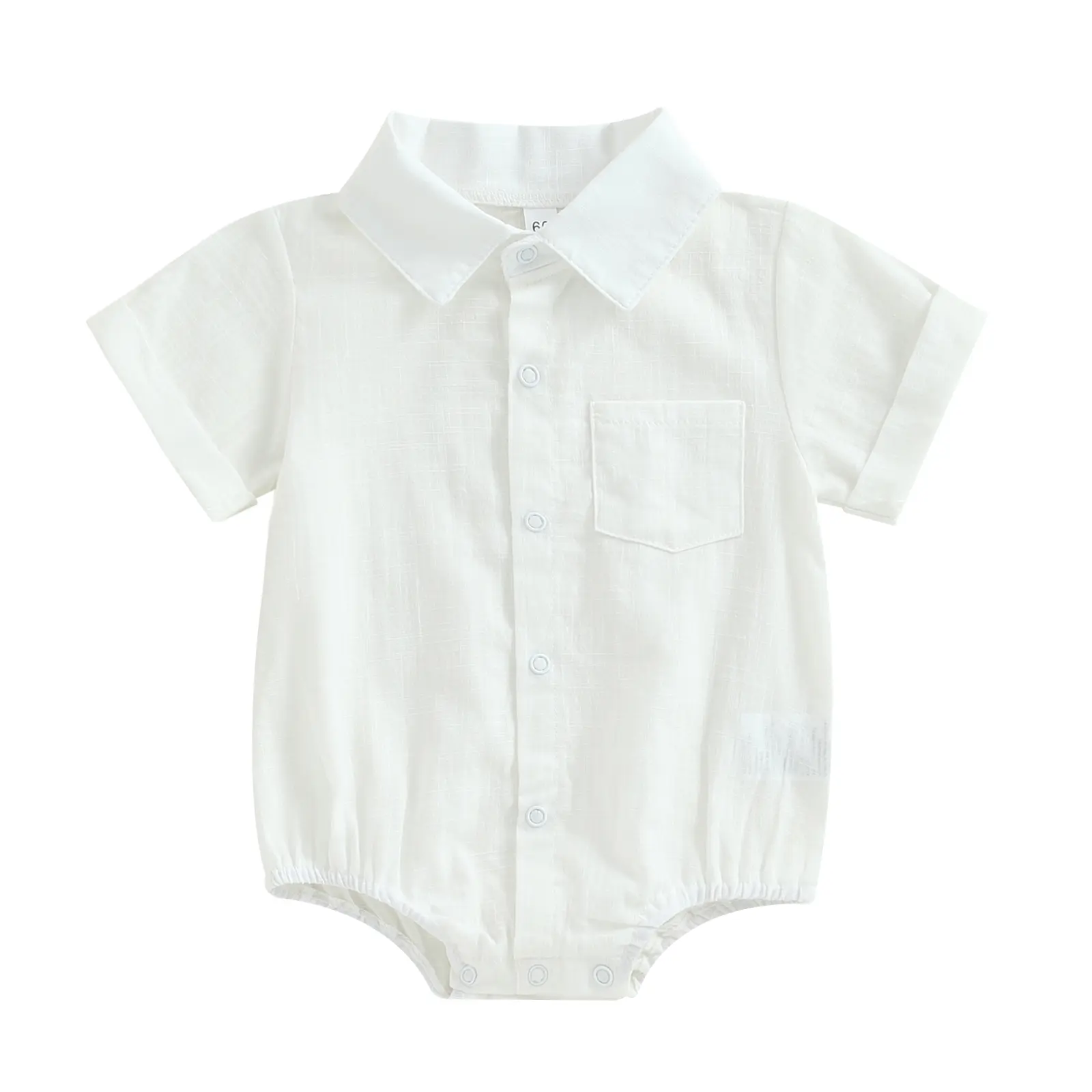 Baby Summer Romper  Solid Color + Button Down + Short Sleeve