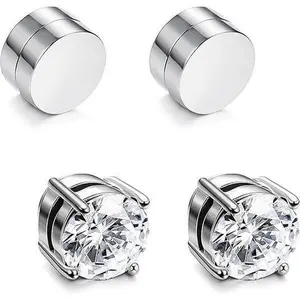 【2026 Magnetic Stud Earrings】Stainless Steel Magnetic Stud Earrings for Men Women Non-piercing CZ Hypoallergenic 6/8MM