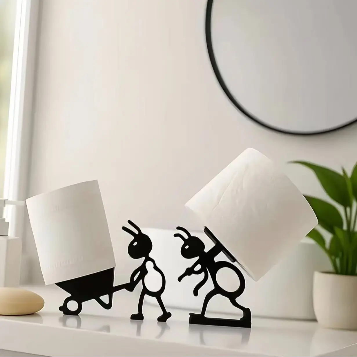 Funny No-Install Toilet Paper Holder, 3D Printed Ant Design, Cute Bathroom Decor, Humorous Napkin Roll Storage Solution, Bathroom Decor Supplies, Bathroom Decoration Accessories, Bathroom Accessory