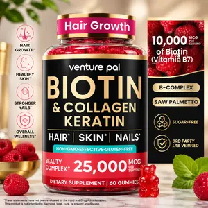 Biotin Gummies with Collagen & Keratin, Hair Skin Nail Support Supplement, B Complex & Saw Palmetto, Sugar Free Non GMO, 60 Gummies