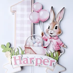 Easter Cake Topper personalized, pete rabbit cake topper girls custom