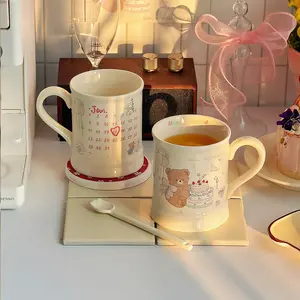 Cute Cartoon Bear Birthday Balloon Mug, Creamy Coffee Cup, Home Breakfast Water Glass, Microwave & Dishwasher Safe, Gift for Bears Lover