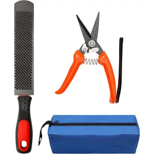 8 Inch Coldairsoap Goat Hoof Trimmers Kit - 3Pcs Hoof Trimmers, 1Pcs Double-Side Long Handle Rasp, 1Pcs Storage Bag, Hoof Rasp File for Sheep, Alpaca, Lamb, Pig
