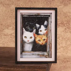 1PC Cute Cat Photo Frame Refrigerator Magnet, Warm Home Decor Magnetic Tile, Picture Frame Magnet, Photo Magnets, Ideal for Home Decoration