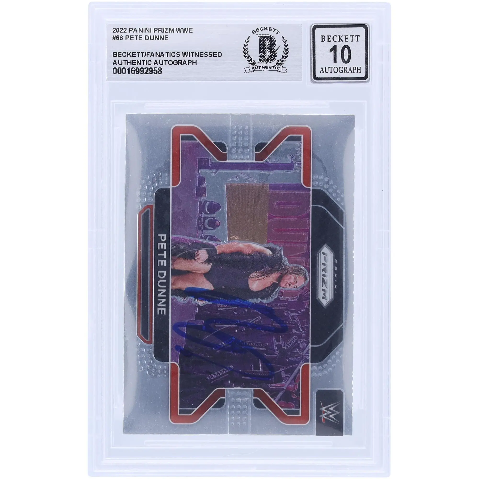 Pete Dunne WWE Autographed 2022 Panini Prizm #68 Beckett Fanatics Witnessed Authenticated 10 Card - Fanatics Authentic Certified