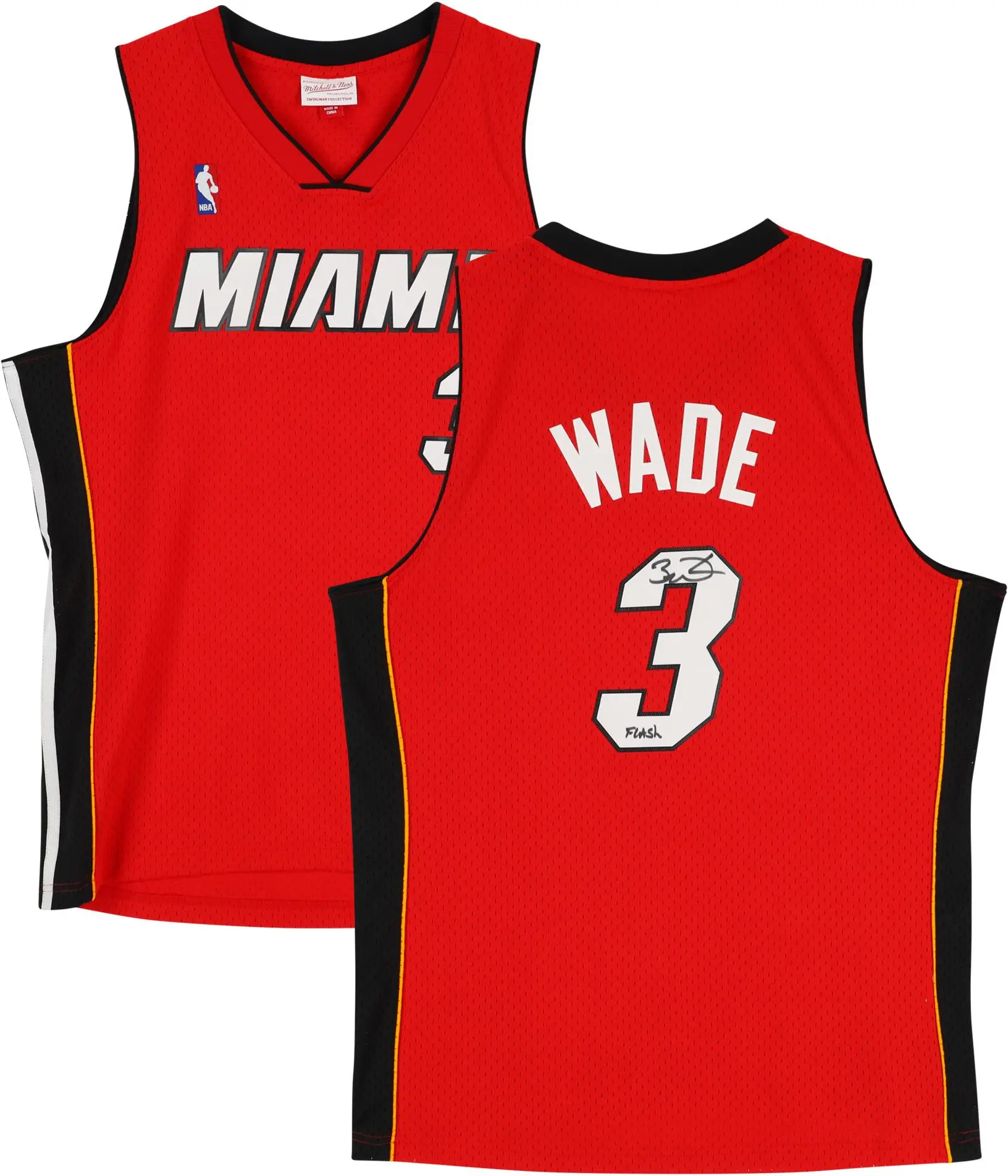 Dwyane Wade Miami Heat Autographed Mitchell & Ness Red 2005-06 Swingman Jersey with "Flash" Inscription - Fanatics Authentic Certified