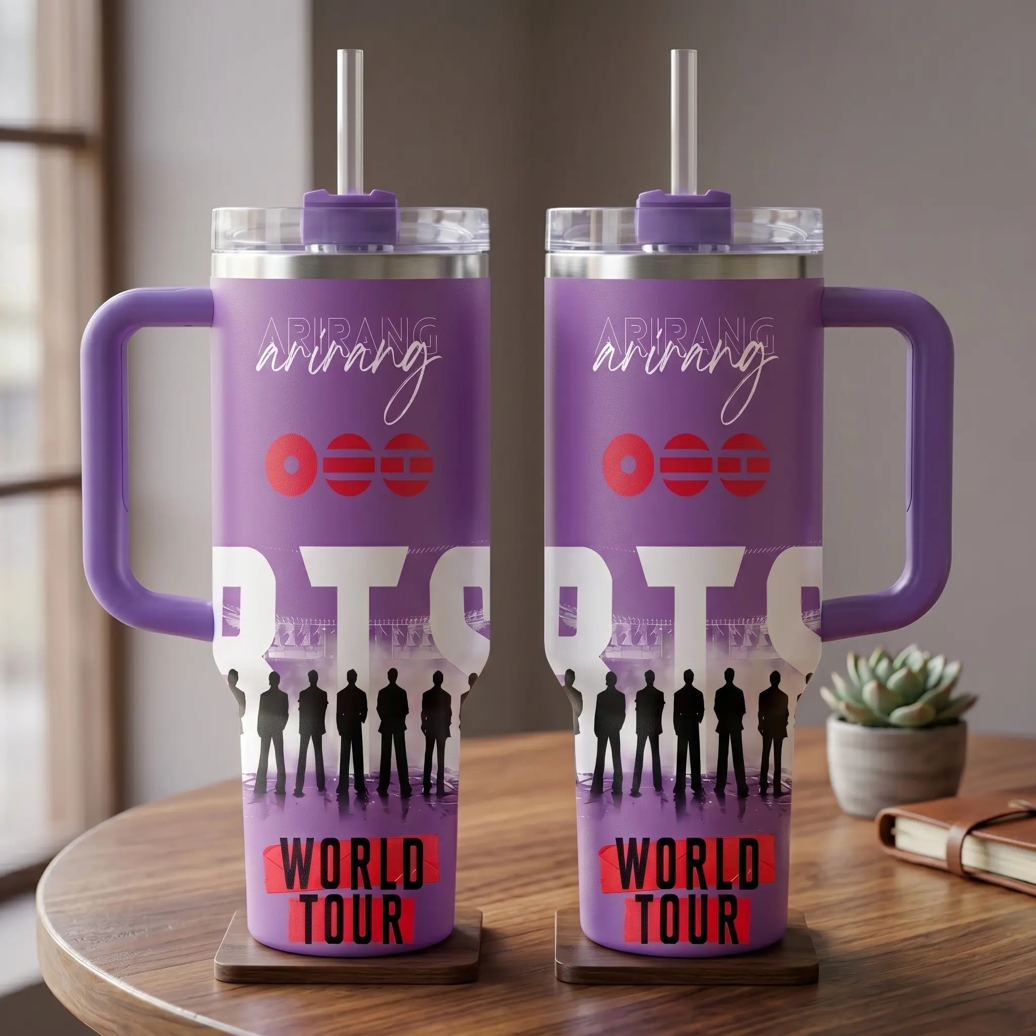 Kpop Inspired 40oz Tumbler Cup – Boy Band Fan Gift, Ari World Tour 2026 Tumbler, Insulated Travel Mug with Straw Lid, Aesthetic Idol Design