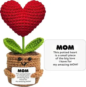 Mother Day Gift for Mom Birthday Day- Positive Crochet Heart Flower Handmade Knitted Emotional Support Animal, Funny Gift for Mother Mommy Grandma from Daughter Son Emotional Support Pickle Gifts