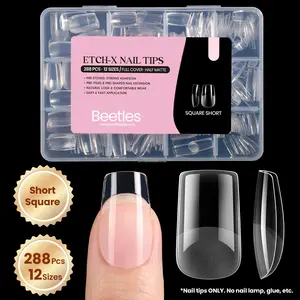 Beetles Gel Nail Tips Pre-Shaped Fake Nails Gelly Tips Clear Press on Nail Tips Full Cover False Nails Gift for Girls Women Gelly Tips Home DIY Nail Salon