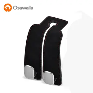 Headrest Hooks for Car, Car Seat Back Organizer Storage Hook, Double Hook Car Seat Hooks for Hanger Purses and Bags, Leather Purse Holder for Car, Black