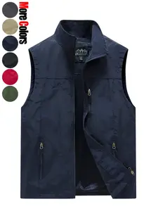 Men's Outdoor Fishing Cargo Vest, Loose Comfortable Waterproof Quick-Dry, Multi Zipper Pockets, Durable Wear-Resistant, Ideal for Daily Commute & Outdoor Activities, Multiple Colors Available