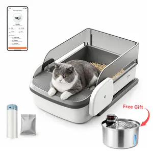 【Furlyn】Open-top self-cleaning litter box suitable for multiple cats, featuring odor control and a large-capacity waste bin; large size with app control and splash-proof features; free mid-year gift: limited on automatic water dispensers