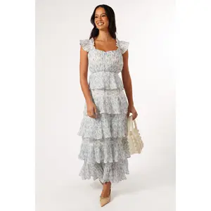 Cayson Midi Ruffle Dress - Cream Lavender