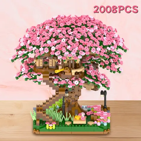 Cherry Blossom Tree Building Block Set - 2008-Piece Mini Flower Model, New Decorative Mini Size 16x15x15cm, DIY Assembly Kit for Ages 12+, Includes Instructions & Gift Box, Christmas/Teenage Girls Gift