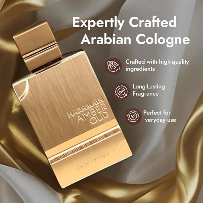 Al Haramain Amber Oud Gold Edition Eau De Parfum Spray 60ml (2 oz) - Unisex Arabian Perfume for Women & Men, Long-Lasting Amber Cologne with Refreshing & Sweet Fragrance