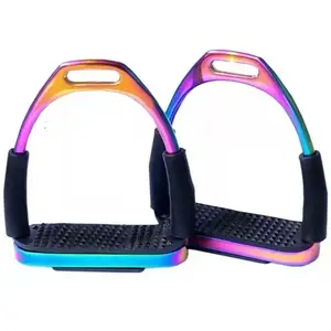 Rainbow Horse Flexible Safety Saddle Stirrups Bendy Iron Stainless
