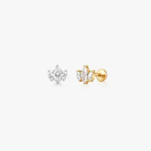 Trio Marquise Titanium Flat Back Stud (Single)