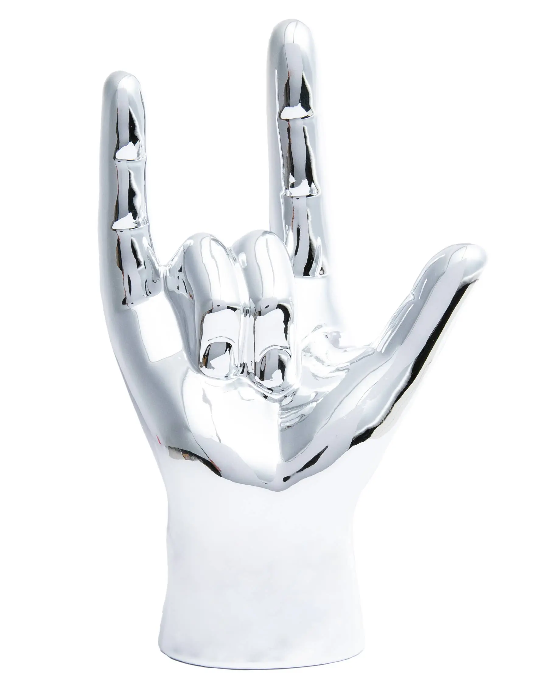 Silver "I Love You" Ceramic Sculpture, Home Decor Hand Ornament for Home Supplies