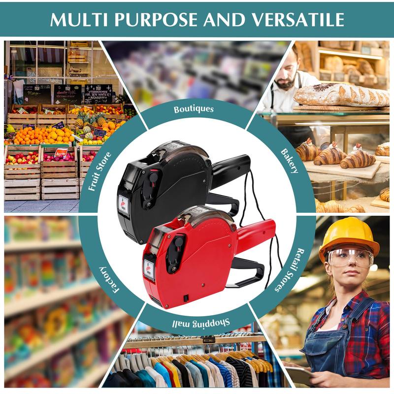 Price Tagger Kit, 1 Set Price Tag Gun with 5000 Blank White Labels & 3 Ink Refills, Label Maker for Office, Retail, Garage, Moving