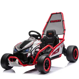 24V 400W Kids Drift Go Kart, Off-Road Ride-On Toy for 6-12 Year-Olds, Outdoor Play Vehicle with Protective Roll Cage, EVA Front Tires, Rear Suspension, 5-Point Safety Harness, Bluetooth Music, LED Headlight, Dual Speed Settings