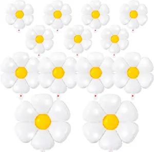 Daisy Balloons- 14Pcs Daisy Flower Foil Balloons for One or Two Groovy Party Decorations Girls Daisy Themed Birthday Party Baby Shower Wedding Balloon Decorations White