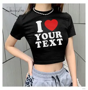 i heart Custom Baby Tee, y2k Crop Top, Custom Y2K Clothing, Baby Tee, Custom 90s Top, Custom text y2k Shirt, Trendy 90s Vintage Tee gift