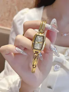 Women's Bracelet Watch, Elegant Quartz Analog Wristwatch, Geometric Pattern, Metal Case, Mineral Glass Dial, Daily Wear & Parties