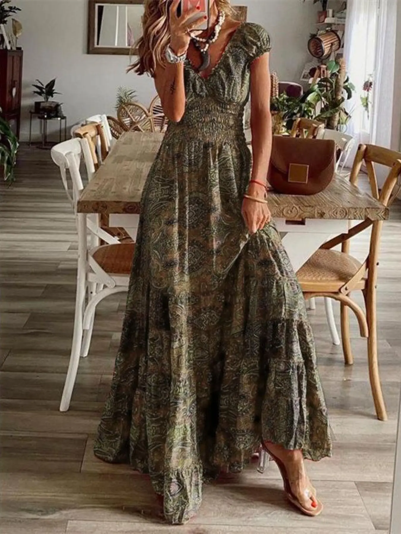 Women's Boho Style Long Dress, Bohemian Floral Print Maxi Dress, Floral Ruched Hem, Elegant Party Wear, Casual, Comfortable & Stylish Chic Design, Perfect for All Occasions - TikTok Shop Women's Boho Style Long Dress, Bohemian Floral Print Maxi Dress, Floral Ruched Hem, Elegant Party Wear, Casual, Comfortable & Stylish Chic Design, Perfect for All Occasions - TikTok Shop