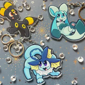 9 Ops Eeveelution Cutest Acrylic Keychain, Colorful Anime Cutest Design Bag Charms
