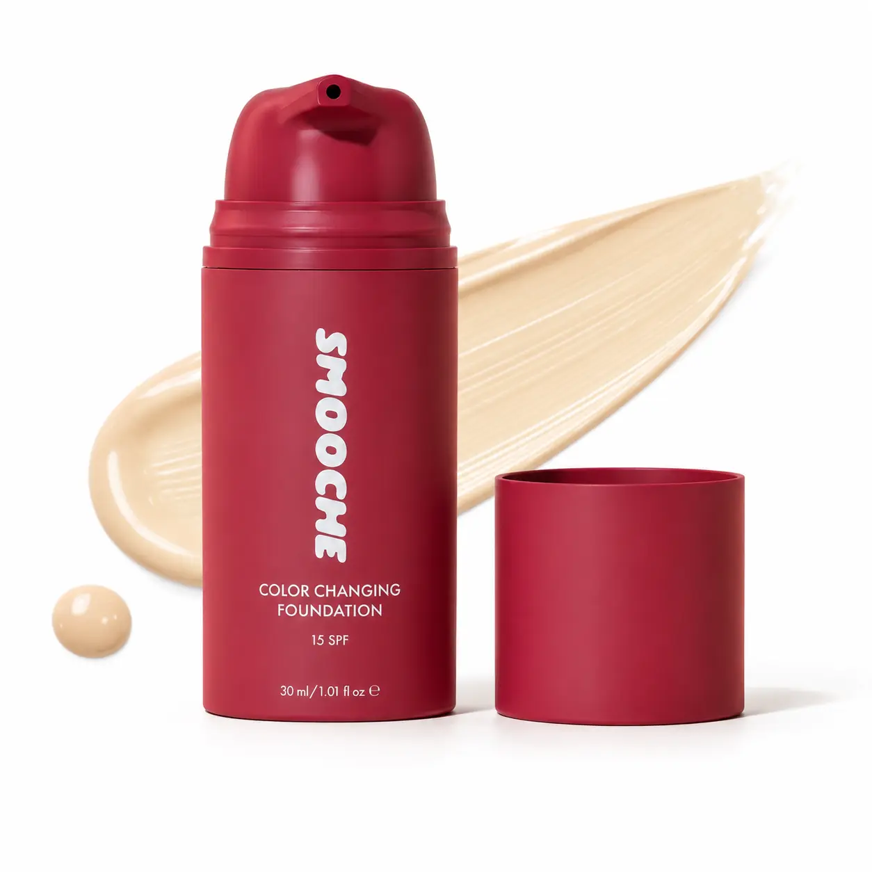 SMOOCHIE Color Changing Foundation for Women, 30ml Lightweight Tone-Adapting Liquid Makeup, Smooth Easy Blend, Buildable Coverage, Natural-Looking Finish, Pump Bottle for Daily Face Makeup