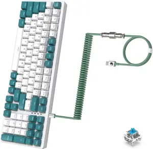 K3 Pro Mechanical Keyboard Wired Ultra-Compact Mini 98 Keys RGB Illuminated LED Clicky Optical Linear Blue Switch+Coiled USB Cable Type-C to USB-A,TPU Spring Cable Detachable Metal Aviation Connector