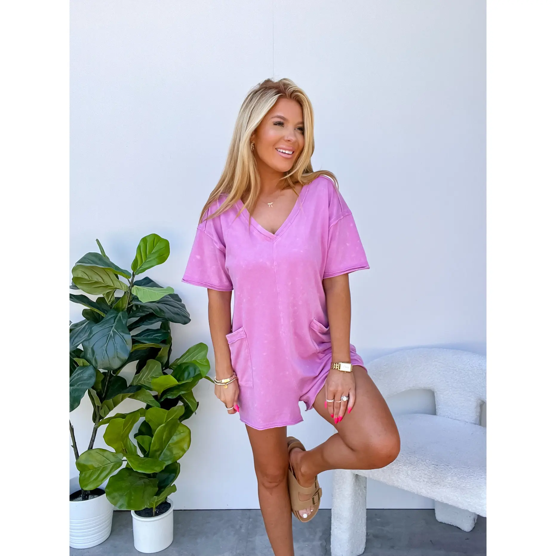 Winning Big Orchid Oversized Romper
