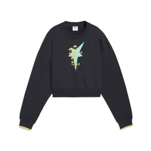 PUMA Womens Road To Unity Oversized Graphic Crew Neck Sweatshirt Casual - Blue