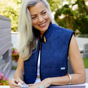 Denim Beauty Cape - Bamboo Button