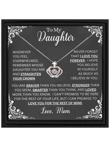 To My Daughter Corwn Pendant Necklace, Charm Necklace, Girl Necklace, Mom to Daughter Gifts