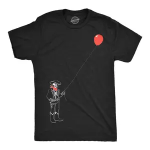 Mens Funny T Shirts Cowboy Skeleton Balloon Sarcastic Tee For Men Mens Funny T Shirts Cool Vintage Fashion T-Shirt Gift Classic Menswear Novelty Tees for Guys Black -