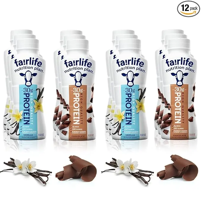 Fairlife Nutrition Protein Shakes-Multipack of 12, 30g Protein, Low Sugar, Lactose-Free Delicious Vanilla & Chocolate Flavors 11.5 fl.,oz.