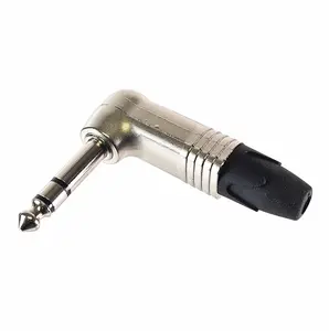 AMERICAN RECORDER Solder Type Heavy Duty 1/4” TRS Right Angle Connector, Nickel Plated
