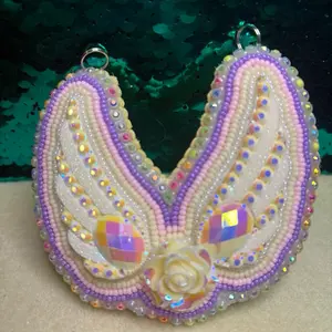 Large Angel Flower Beaded Necklace Pendant - Native American Beadwork