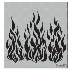 STENCIL1 Flames Stencil - Small 5.75" x 6" Mylar for Crafts Decor & School Projects Washable Reusable Semi-Clear Patterns Icons Letters Easy Application