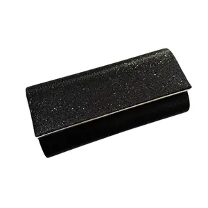 Black Envelope Clutch Bag, Women's Silver Envelope Evening Clutches- Black