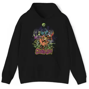 Retro Scooby Halloween 90s Movies Hoodie Vintage Grey Hoodie Graphic Women's Cotton Hoodie Casual Loose Fit Machine Washable