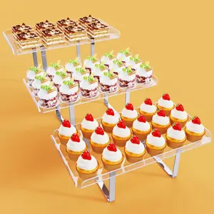 3 count Cupcake Stand Holder, Clear  Dessert Table Display Set with Iron Support  for Birthday Candy Bar Decor Weddings, Parties Events