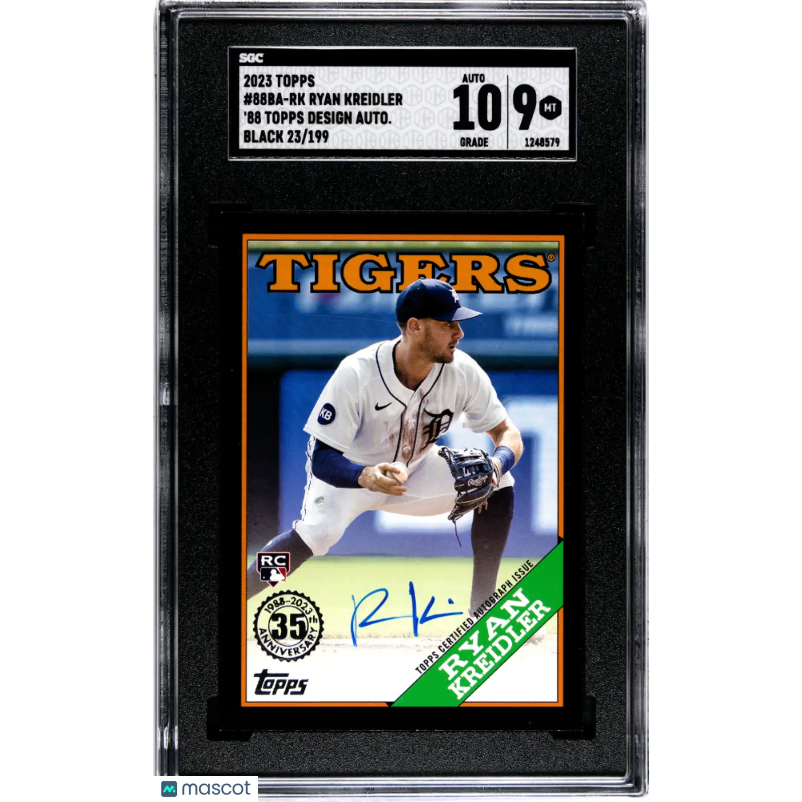 Ryan Kreidler SGC 2023 Topps #88BA RK '88, Autograph Black 23/199 SCG 9 Auto 10