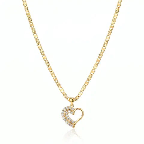 Women's 14K Gold-Plated Heart Fashion Necklace, 23.62-Inch Elegant Chain Decorative Jewelry, Ideal Birthday Gift for Girl