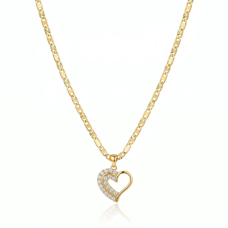 Women's 14K Gold-Plated Heart Fashion Necklace, 23.62-Inch Elegant Chain Decorative Jewelry, Ideal Birthday Gift for Girl