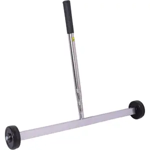 Magnetic Pick Up Sweeper Magnet Pickup Lawn Sweeper Roofing Tools, 17-Inch 8.8 Lbs Yard Magnet with Telescoping Holder and Wheels to Pick Up Nails Rolling Magnetic Sweeper for Construction