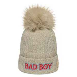 "BAD BOY" Pom-Pom Beanie - Soft Microfleece Lining, Faux-Fur Pom, Unisex Fit, Winter Gear for Cold-Weather Warriors