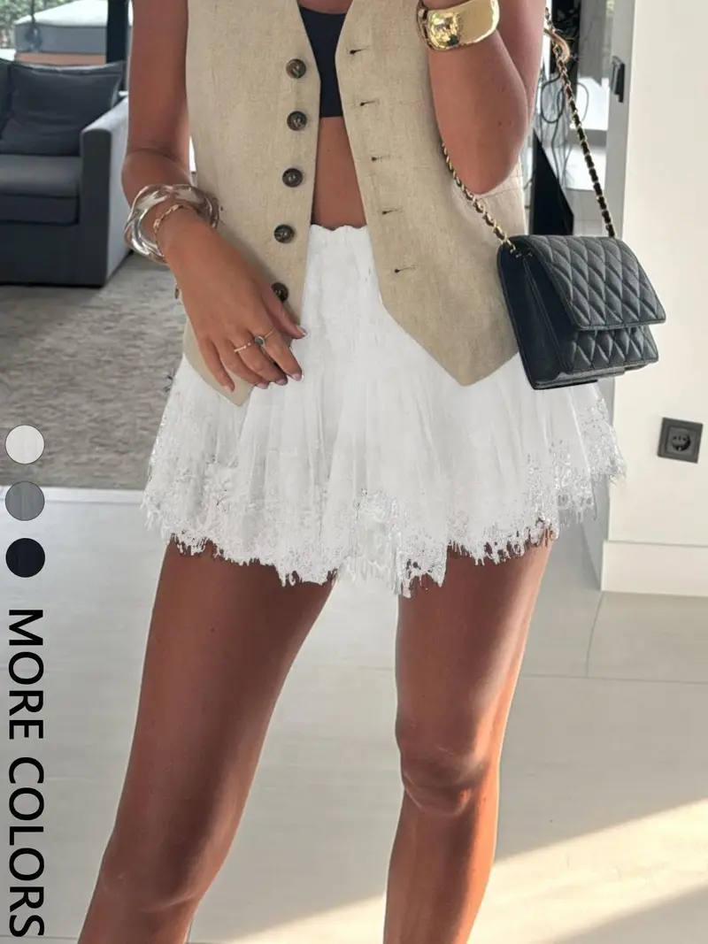 mini lace white skirt outfit - TikTok Shop